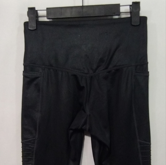 Athleta Inclination Moto Tight Women's XS Black Glitter Workout Gym Running - Picture 7 of 11